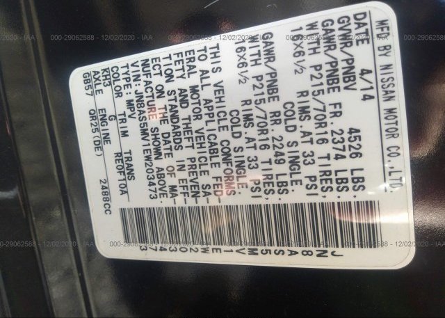 JN8AS5MV1EW203473 2014 NISSAN ROGUE SELECT