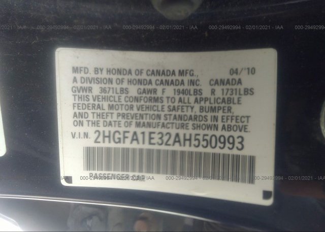 2HGFA1E32AH550993 2010 HONDA CIVIC SDN