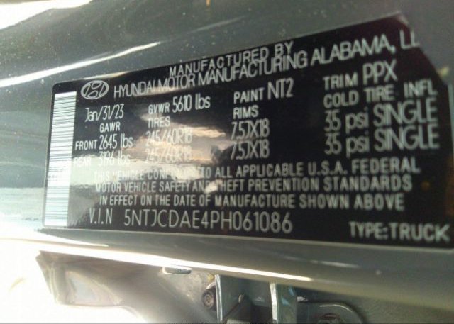 2023 HYUNDAI SANTA CRUZ(VIN: 5NTJCDAE4PH061086