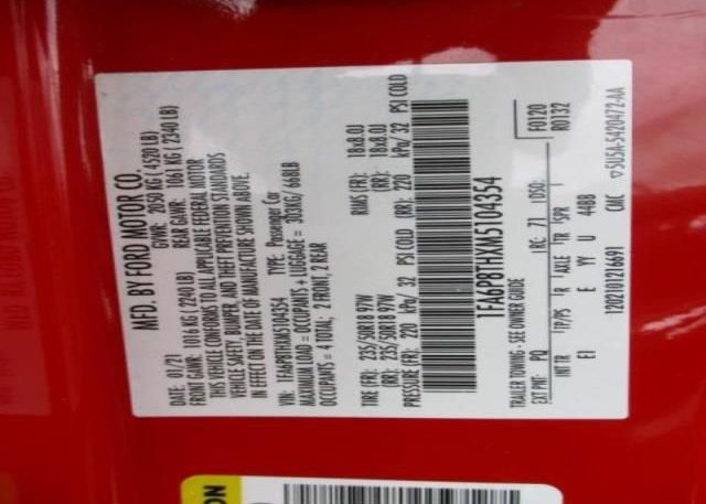 2021 FORD MUSTANG(VIN: 1FA6P8THXM5104354