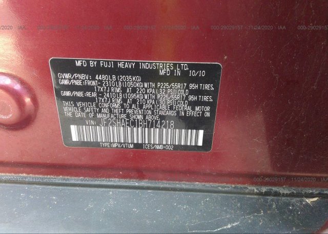 JF2SHAEC1BH714218 2011 SUBARU FORESTER
