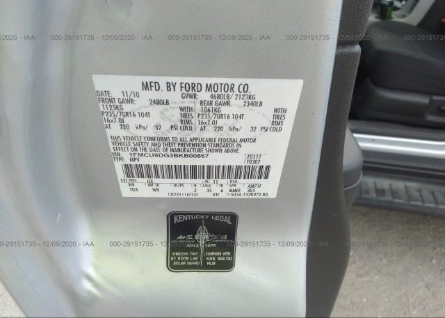 1FMCU9DG3BKB00867 2011 FORD ESCAPE