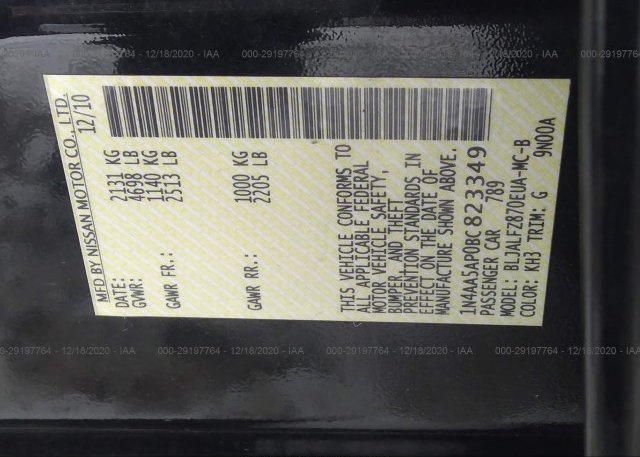 1N4AA5AP0BC823349 2011 NISSAN MAXIMA