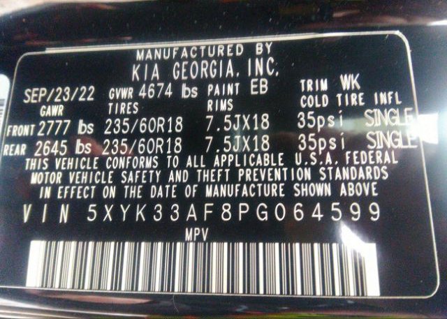2023 KIA SPORTAGE(VIN: 5XYK33AF8PG064599