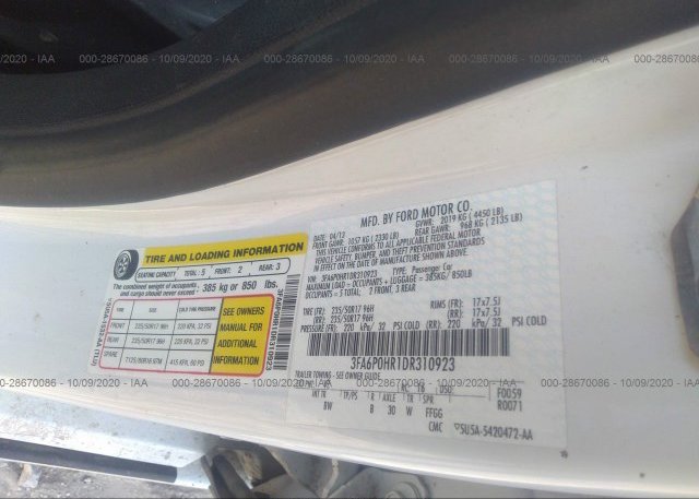 3FA6P0HR1DR310923 2013 FORD FUSION