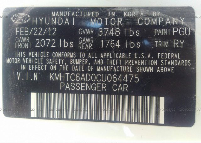 KMHTC6AD0CU064475 2012 HYUNDAI VELOSTER