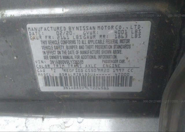 3N1AB8DV9LY226585 2020 NISSAN SENTRA