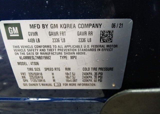 2022 BUICK ENCORE GX(VIN: KL4MMESL7NB019662
