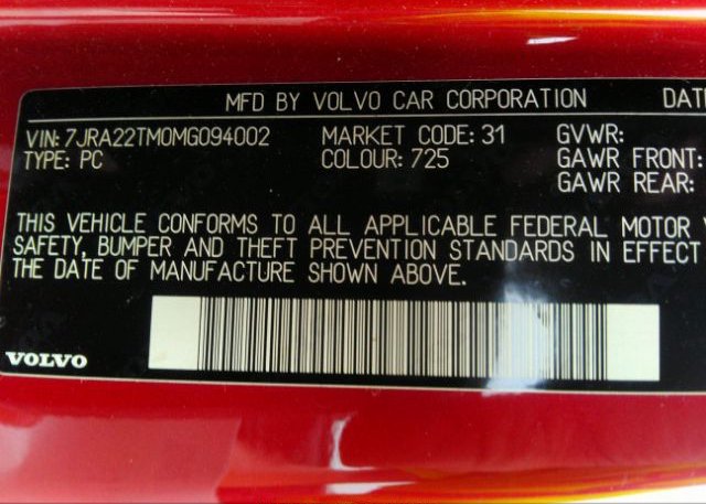 2021 VOLVO S60(VIN: 7JRA22TM0MG094002
