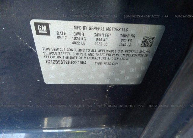 1G1ZB5ST2HF281564 2017 CHEVROLET MALIBU