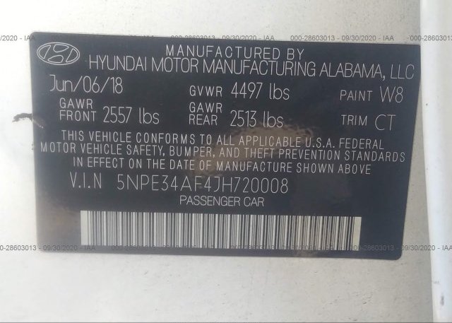 5NPE34AF4JH720008 2018 HYUNDAI SONATA