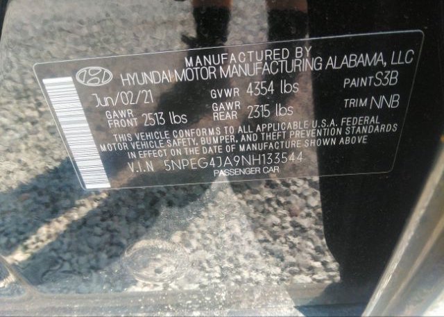 2022 HYUNDAI SONATA(VIN: 5NPEG4JA9NH133544