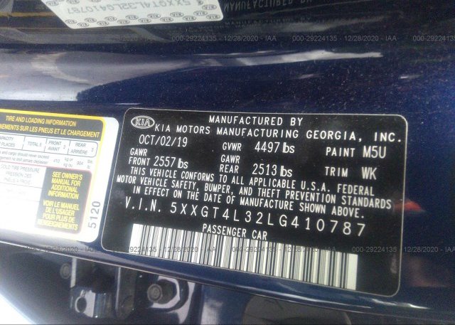 5XXGT4L32LG410787 2020 KIA OPTIMA