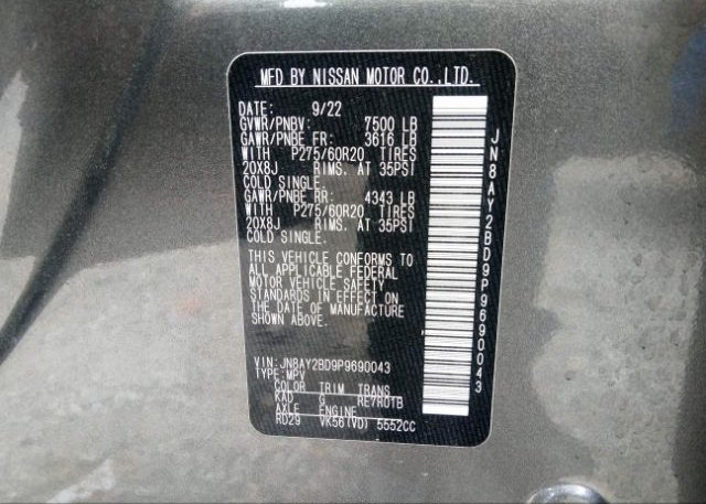 2023 NISSAN ARMADA(VIN: JN8AY2BD9P9690043