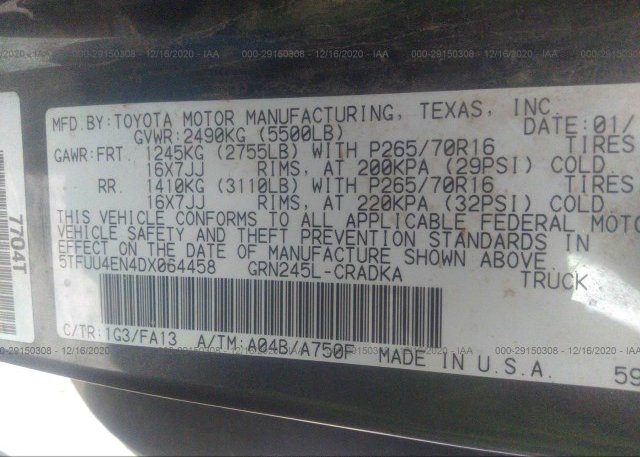 5TFUU4EN4DX064458 2013 TOYOTA TACOMA