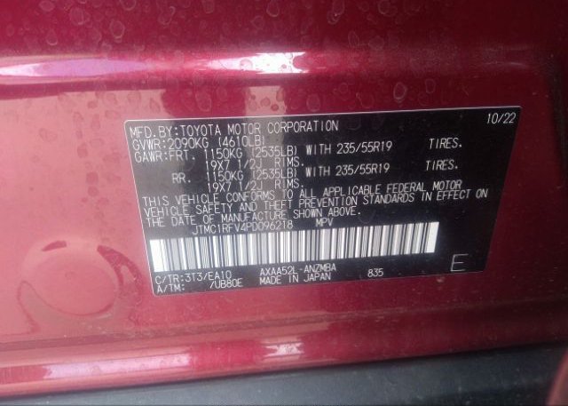 2023 TOYOTA RAV4(VIN: JTMC1RFV4PD096218