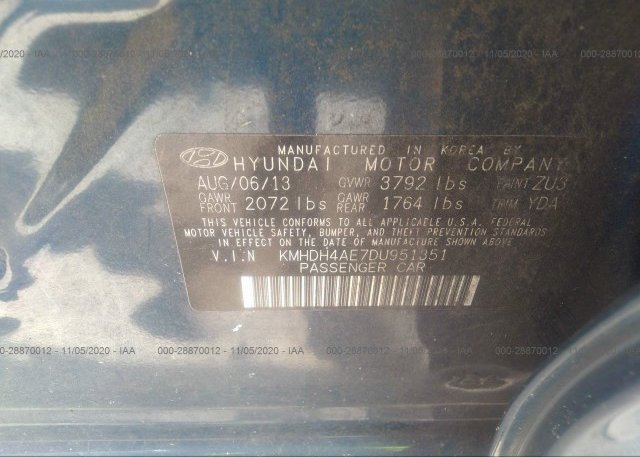 KMHDH4AE7DU951351 2013 HYUNDAI ELANTRA
