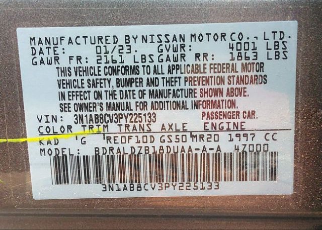 2023 NISSAN SENTRA(VIN: 3N1AB8CV3PY225133