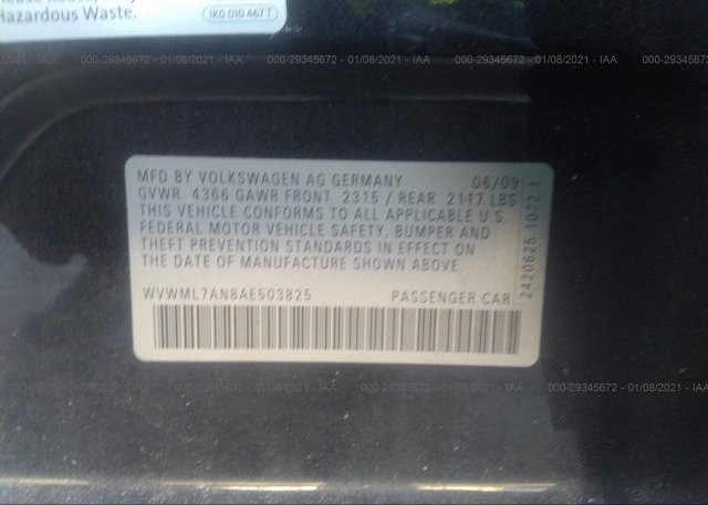 WVWML7AN8AE503825 2010 VOLKSWAGEN CC