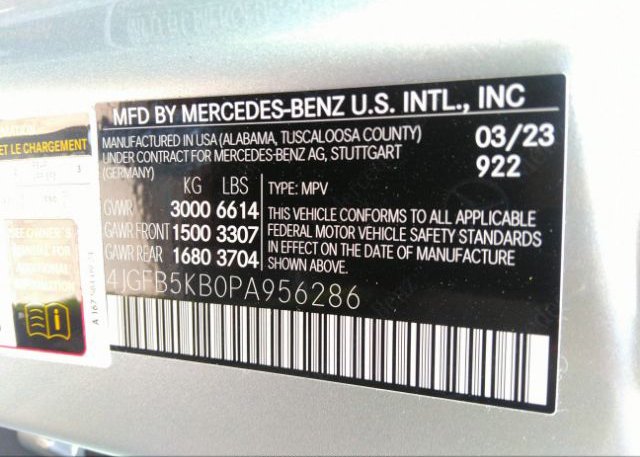 2023 MERCEDES-BENZ GLE(VIN: 4JGFB5KB0PA956286