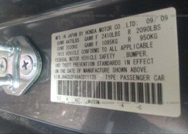 JH4CU2F66AC011138 2010 ACURA TSX