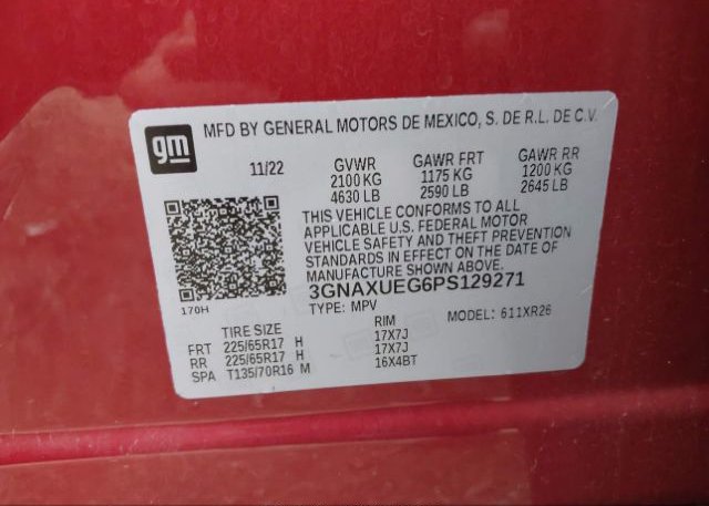 2023 CHEVROLET EQUINOX(VIN: 3GNAXUEG6PS129271