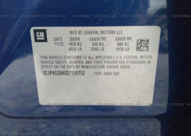 1G1PA5SH6D7188752 2013 CHEVROLET CRUZE