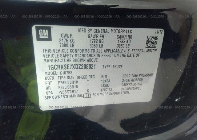 1GCRKSE7XDZ208021 2013 CHEVROLET SILVERADO 1500