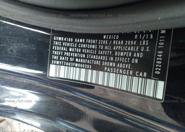 3VWYT7AU3FM060393 2015 VOLKSWAGEN GOLF GTI