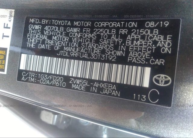 JTDL9RFU4L3013192 2020 TOYOTA PRIUS