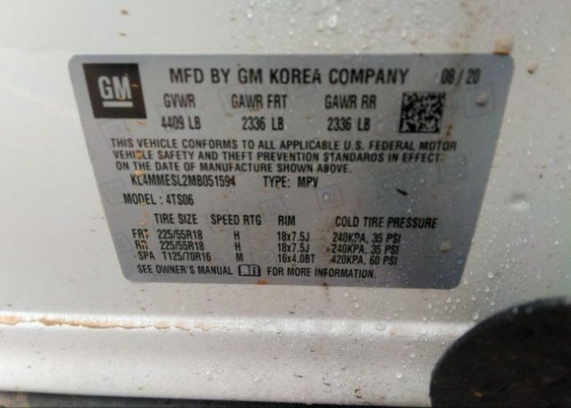 2021 BUICK ENCORE GX(VIN: KL4MMESL2MB051594