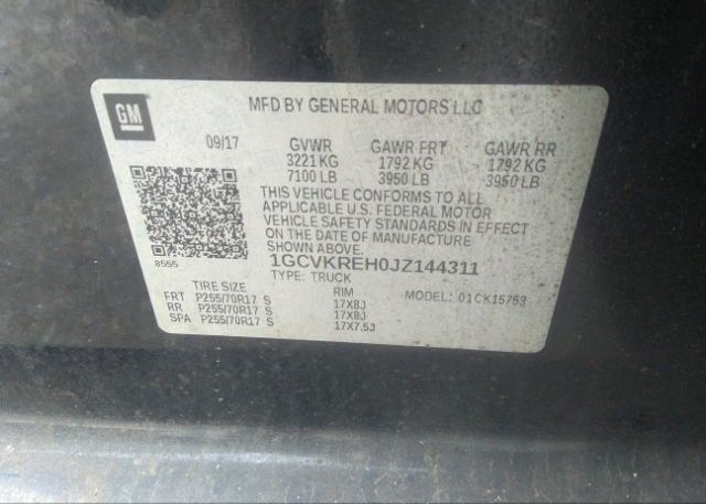 2018 CHEVROLET SILVERADO 1500 VIN: 1GCVKREH0JZ144311