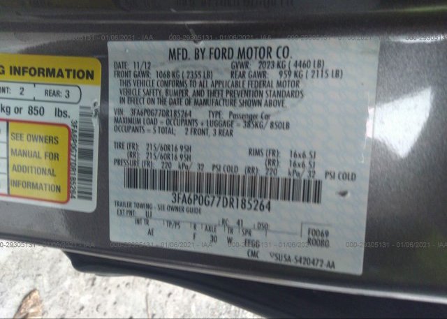3FA6P0G77DR185264 2013 FORD FUSION