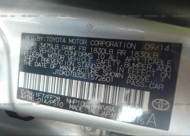 JTDKDTB32E1572601 2014 TOYOTA PRIUS C