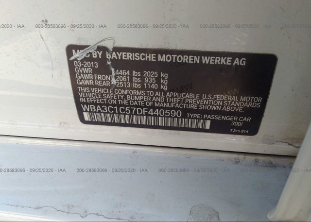 WBA3C1C57DF440590 2013 BMW 3 SERIES