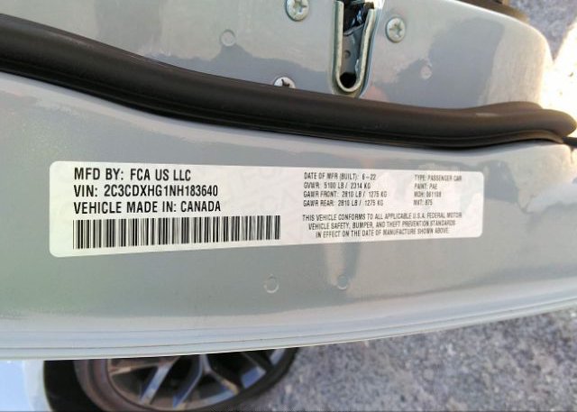 2022 DODGE CHARGER(VIN: 2C3CDXHG1NH183640