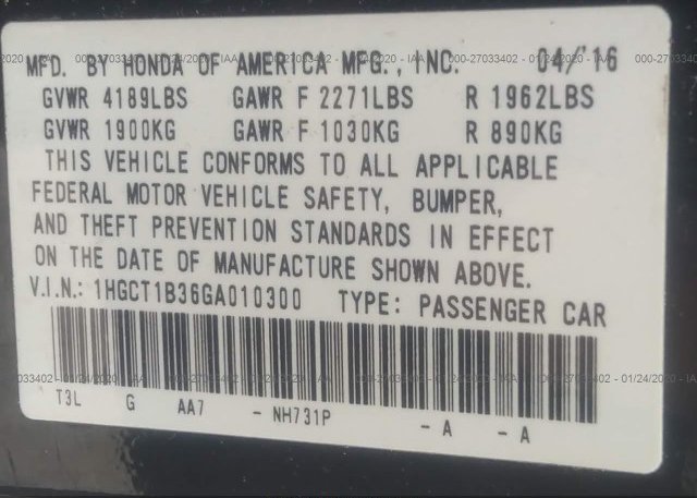 1HGCT1B36GA010300 2016 Honda ACCORD COUPE