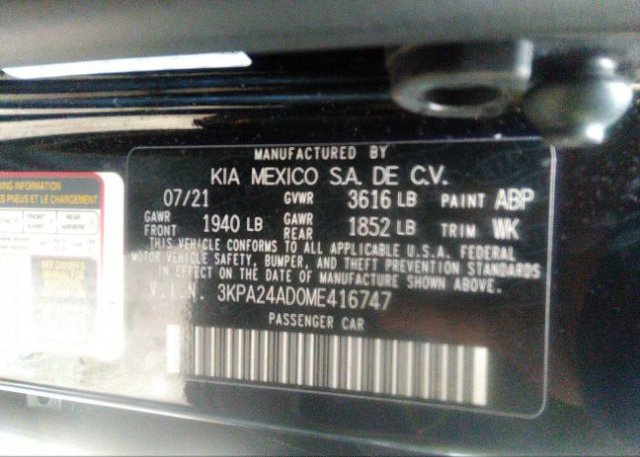2021 KIA RIO(VIN: 3KPA24AD0ME416747
