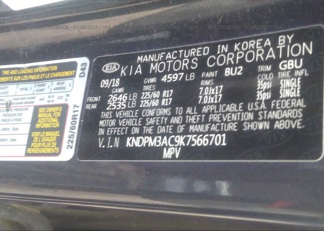KNDPM3AC9K7566701 2019 KIA SPORTAGE