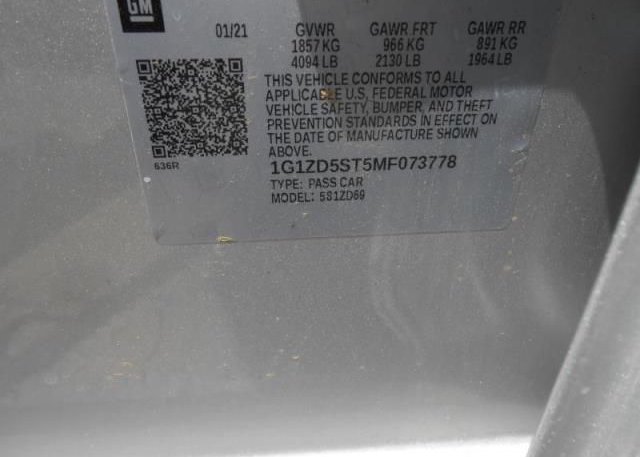 2021 CHEVROLET MALIBU(VIN: 1G1ZD5ST5MF073778
