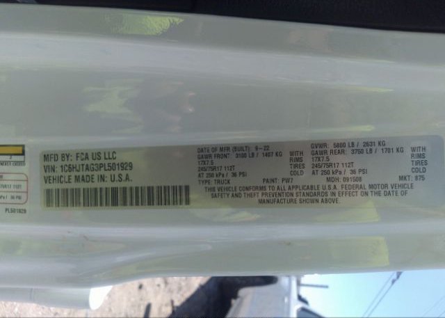 2023 JEEP GLADIATOR(VIN: 1C6HJTAG3PL501929