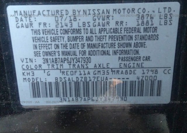 3N1AB7AP6JY347930 2018 NISSAN SENTRA