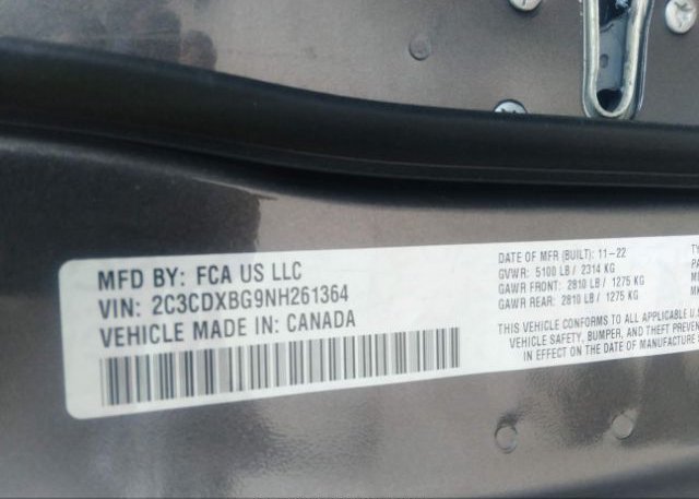 2022 DODGE CHARGER(VIN: 2C3CDXBG9NH261364