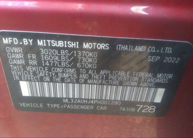 2023 MITSUBISHI MIRAGE(VIN: ML32AUHJ4PH001290
