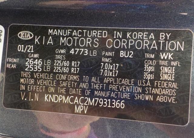 2021 KIA SPORTAGE(VIN: KNDPMCAC2M7931366