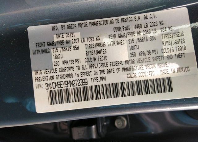 2021 MAZDA CX-30(VIN: 3MVDMBEY9MM272399