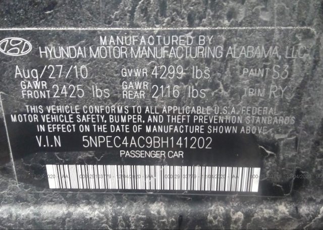 5NPEC4AC9BH141202 2011 HYUNDAI SONATA