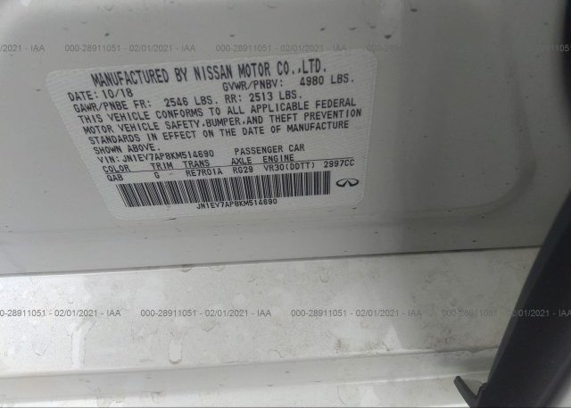JN1EV7AP8KM514690 2019 INFINITI Q50