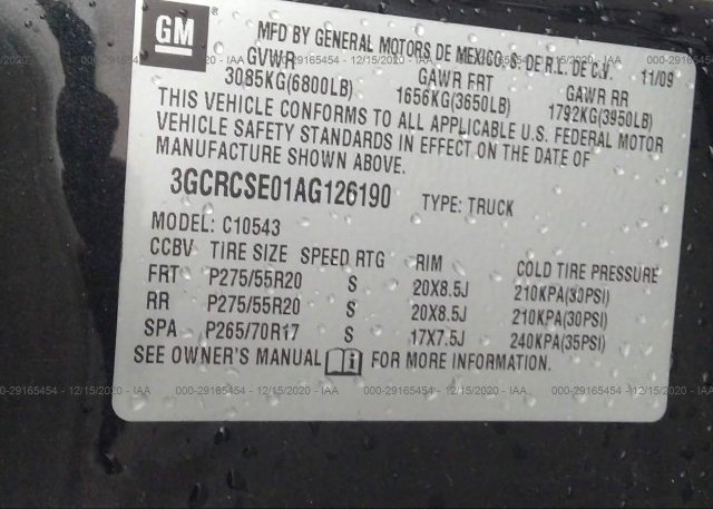 3GCRCSE01AG126190 2010 CHEVROLET SILVERADO 1500