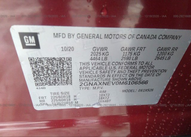 2GNAXNEV0M6106566 2021 CHEVROLET EQUINOX